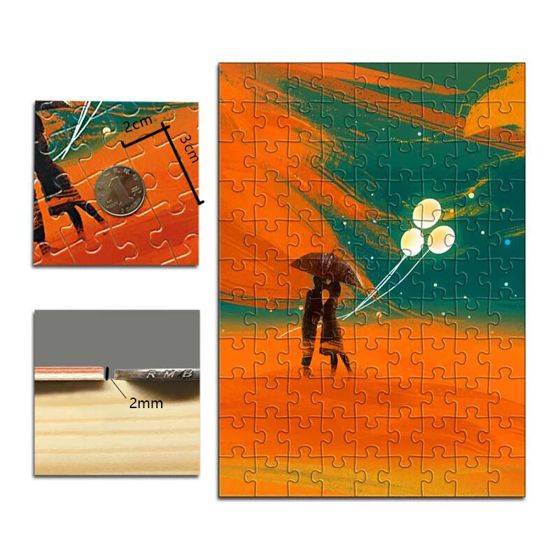 35/70/120/200/300/500/1000Pcs Photo Custom Wooden Personalized Jigsaw Puzzle Picture DIY Toys Decoration Collectiable with BOX - купить по