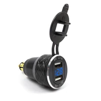 new 3 0 36w usb charger quick charger motorcycle dual auto usb charger socket led display with caps for truck boat atv dvr gps