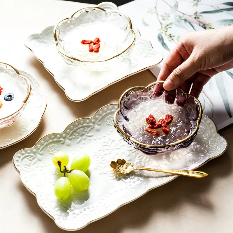 Набор керамической посуды серии Cherry Blossom Сакура десертные тарелки для торта