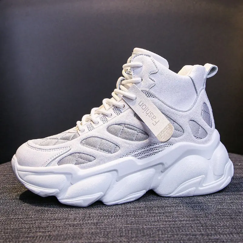 

Women High Top Sneakers Mesh Designers Casual Shoes Woman White Vulcanized Shoes Basket Female Comfortable Chunky Platform Shoes