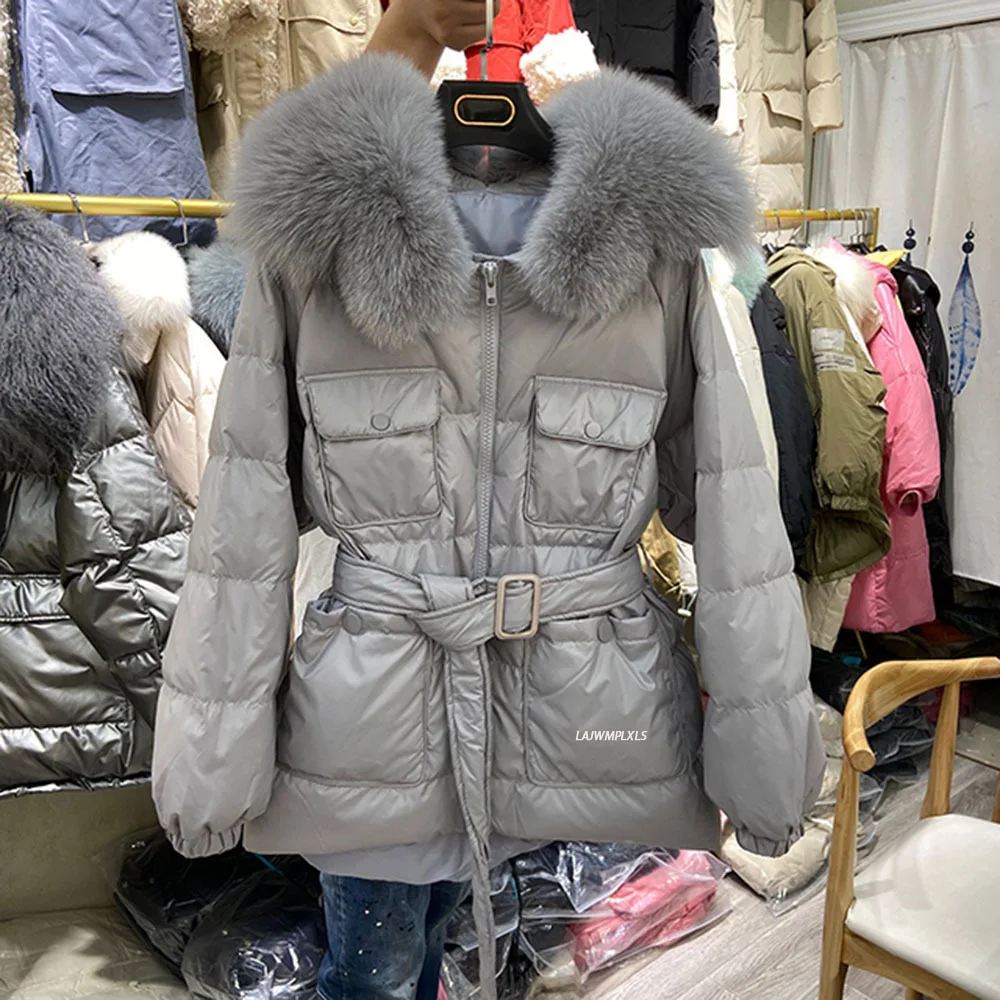 Женская парка на 90% пуху белой утки теплая толстая пуховая куртка с капюшоном из
