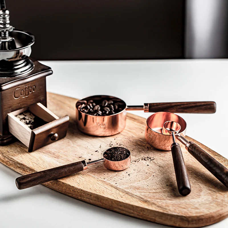 

Copper-plated Measuring Cups and Measuring Spoon Bartending Scale Measuring Spoon Set Kitchen Measuring Tool For Baking 4PCS/Set