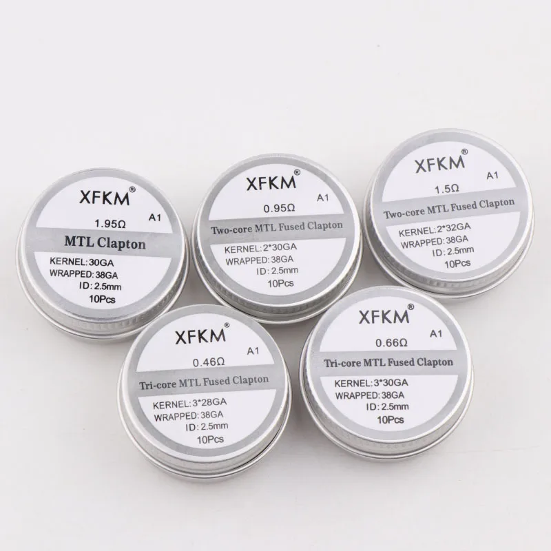 Новинка XFKM 10 шт./кор. NI80/A1/SS316L MTL Clapton готовые катушки для RDA RTA RBA мод нагревательный