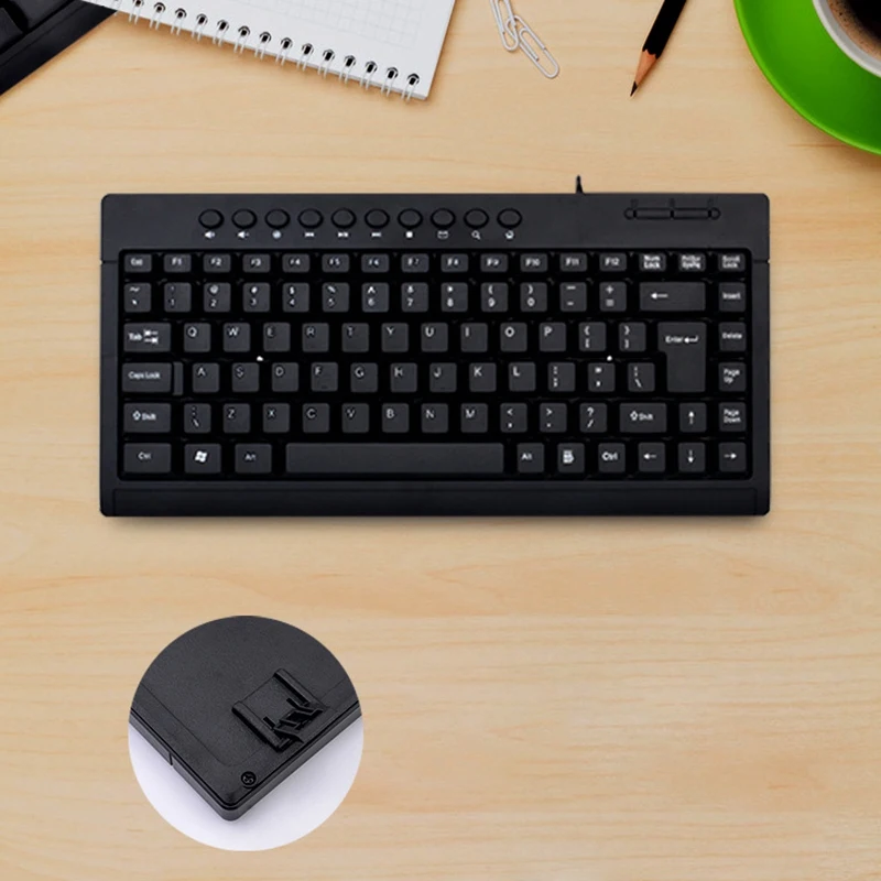 Черный ультра тонкий тихий маленький размер 85 клавиш Мини Мультимедиа