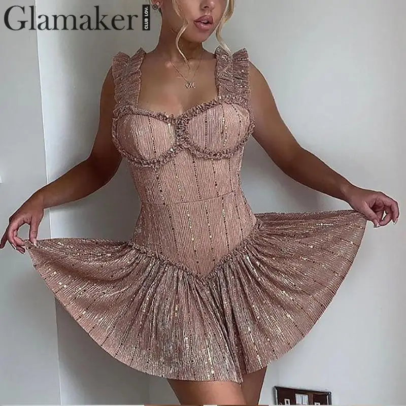 Glamaker, розовое, с открытой спиной, блестящее, Клубное, Золотое платье, сексуальное, черное, а-силуэт, вечерние, короткое платье, элегантное, с блестками, мини, Ночное платье для женщин, осень