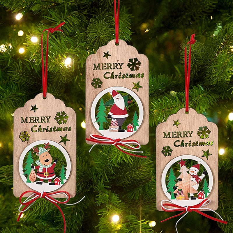 

Wooden Pendants Christmas Decorations And Painted Small Pendants Christmas Tree Faceless Old Man Pattern Pendants New Year 2022
