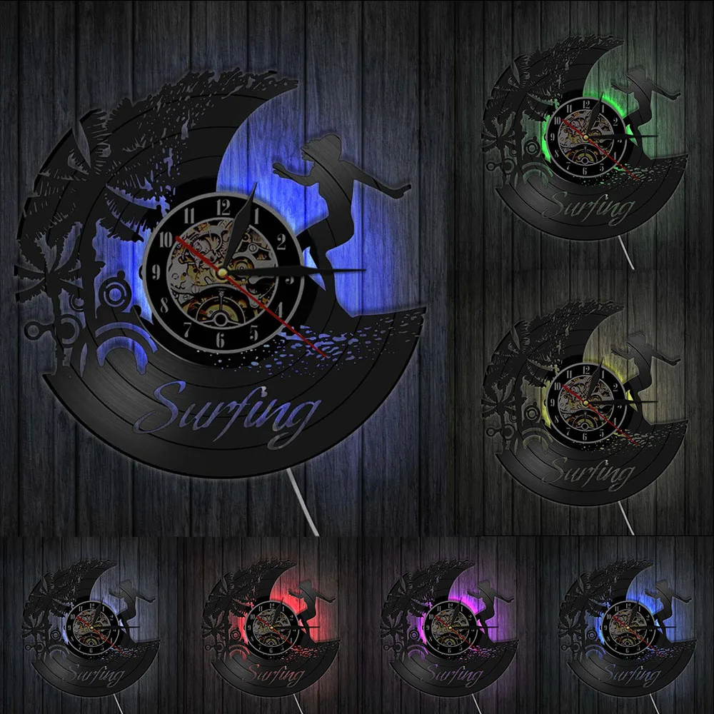 Настенные часы с виниловой пластиной для серфинга современные винтажные