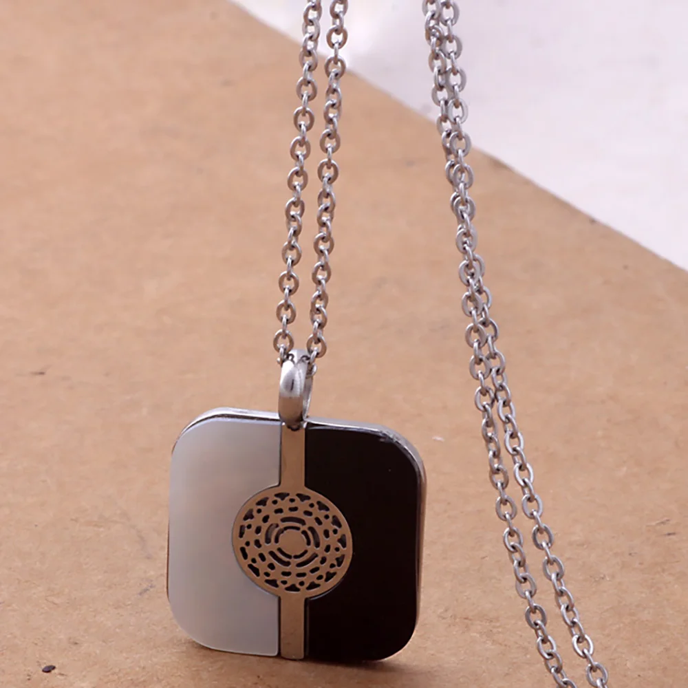 Черно-белый квадратный кулон 316L из нержавеющей стали ювелирные изделия модные