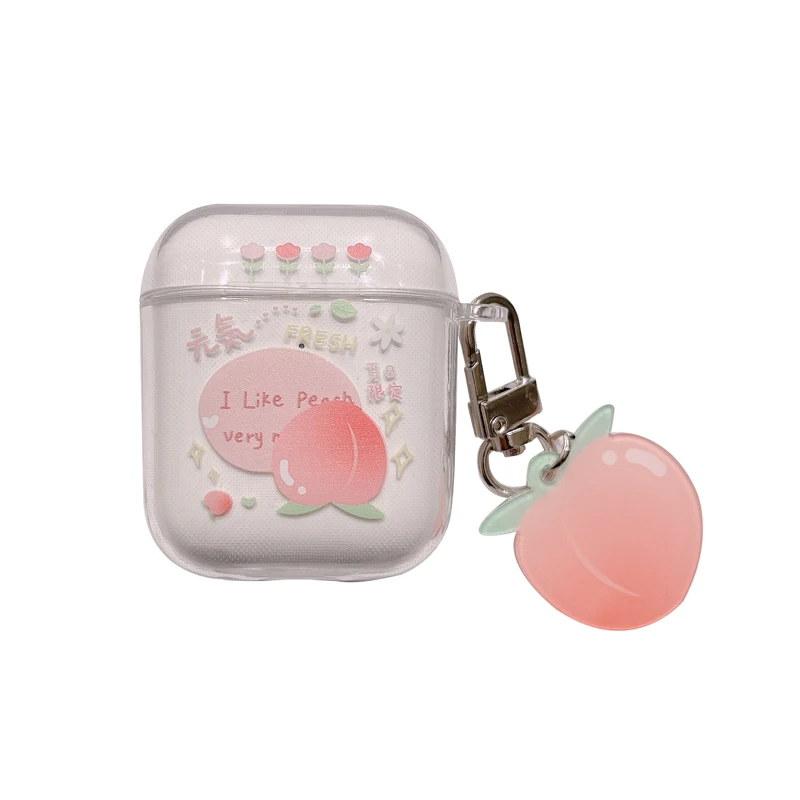 

SJJING For AirPods 1/2 Bluetooth Headset Cover for AirPODS 3 Generation Colorful Peach + Pendant airpods cases