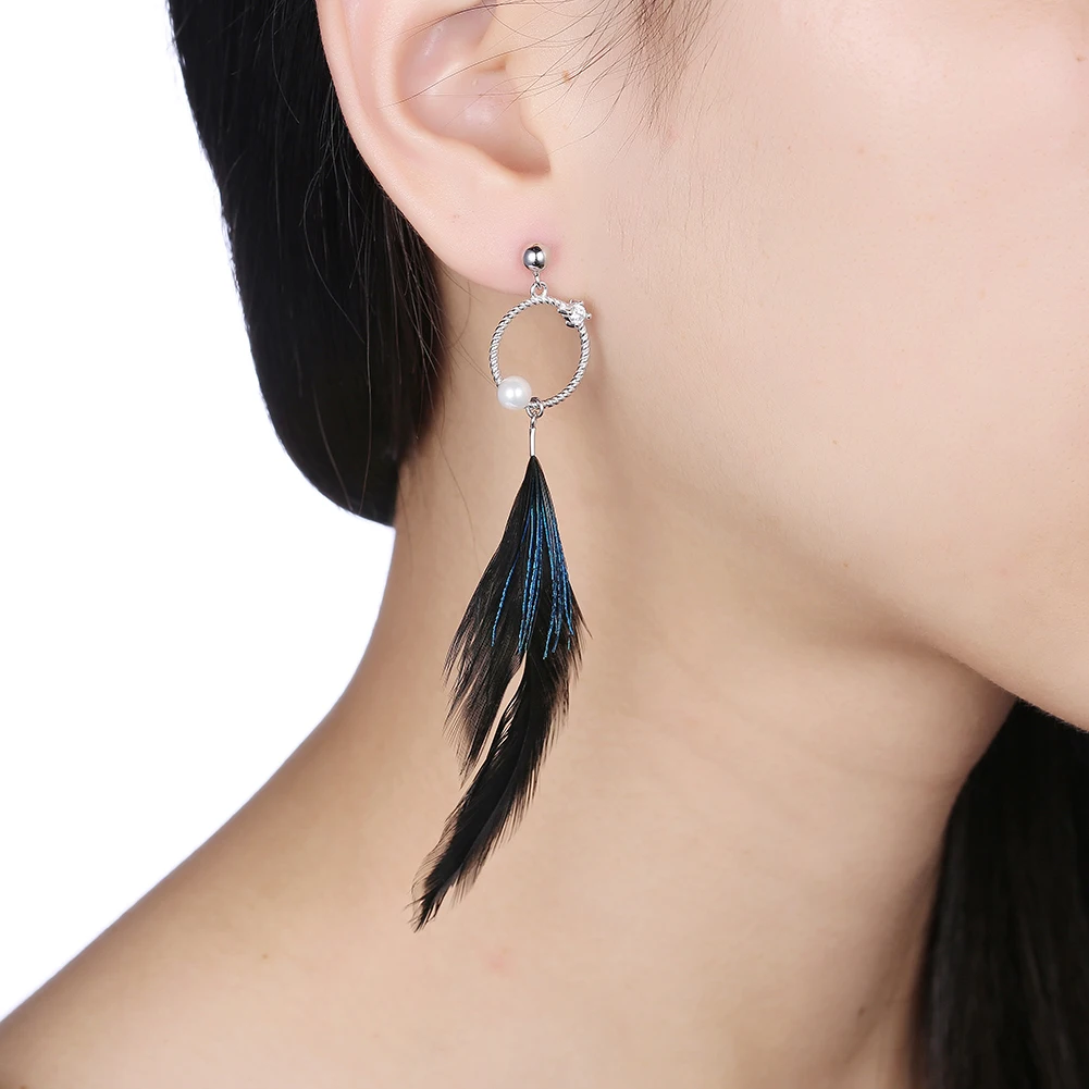 

ZEMIOR Tassel 925 Sterling Silver Drop Earrings For Women Imitation Pearls Simple Earring Party Fine Female Jewelry Hot Sale