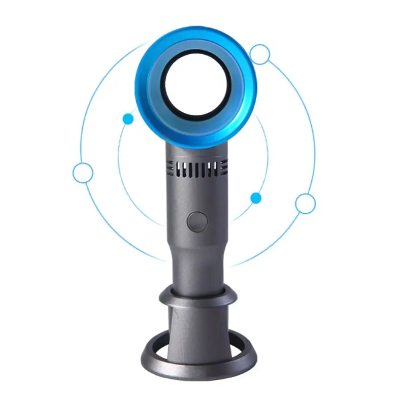 

Mini Portable Handheld Bladeless Fan USB Rechargeable Leafless Cooling Fan Cooler with 3 Speed Level