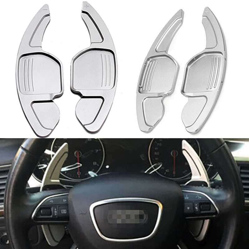 2PCS Silver  Steering Wheel Shift Paddle Extension For AUDI A3 S3 A4 S4 B8 A5 S5 A6 c7 S6 A8 R8 Q5 Q7 TT 2012-2016 Year