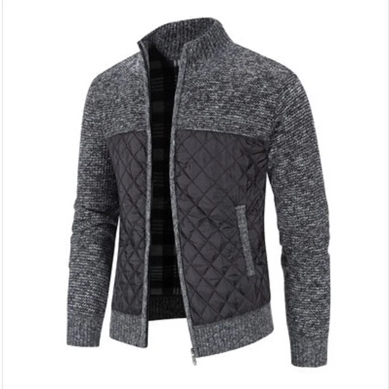 

Fall/Winter 2021 Ferrari logo plus velvet padded men's sweater jacket plus size knitted plaid jacket