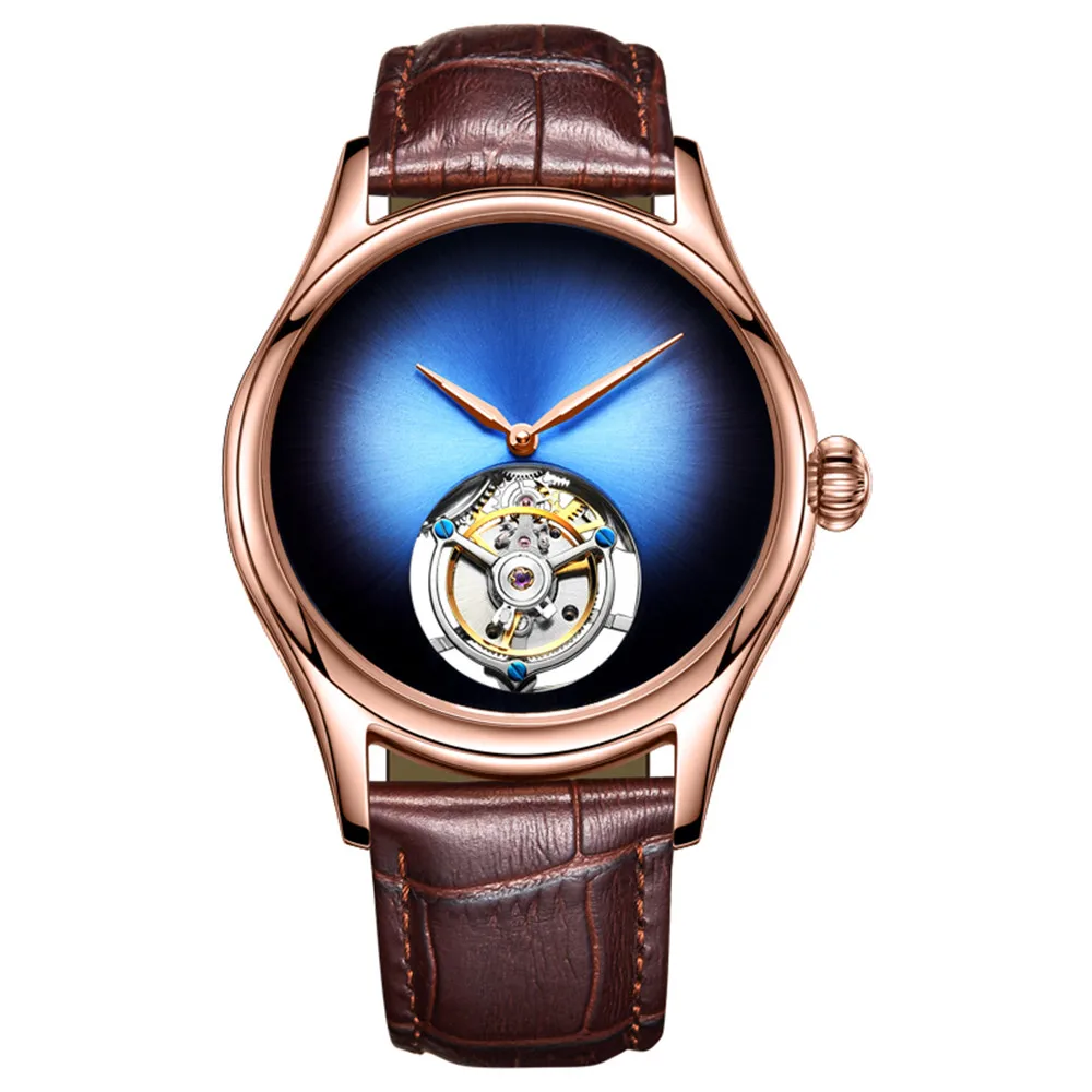 Часы Guanqin Tourbillon Мужские настоящие Скелетон Роскошные механические