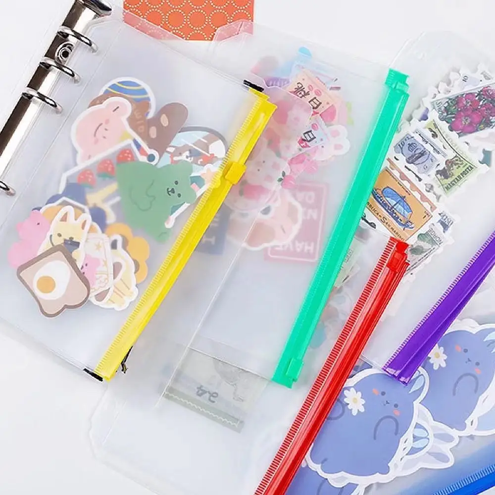 

A5 Loose Leaf Bag Frosted Color 6 Pieces Holding Zipper Bag Notebook Loose Leaf Book To Replace The Inner Core