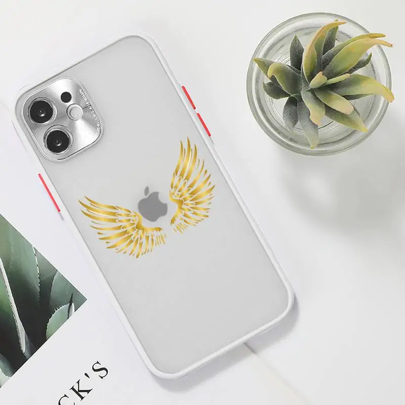 

Golden leaf flower love leopard print Phone Case Clear matte transparent For white iPhone 7 8 x xs xr 11 12 pro plus max mini