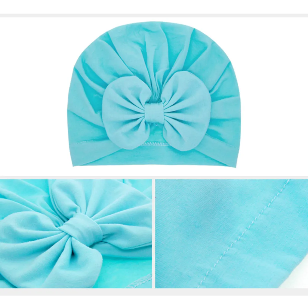 

Baby Headband Hat Bowknot Print Turban Headband Toddler Kids Baby Boys Girls Solid Bow Knotted Hat Beanie Headwear Accessories