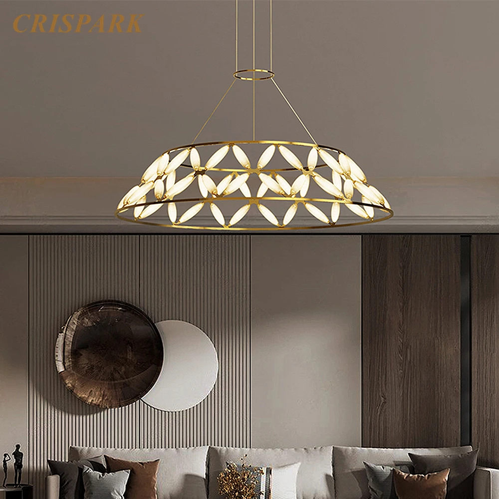 

Postmodern Creative Acrylic Chandelier Light LED Nodic Minimalist Hollow Carved Hanging Lamp Art Deco Dining Table Living Room