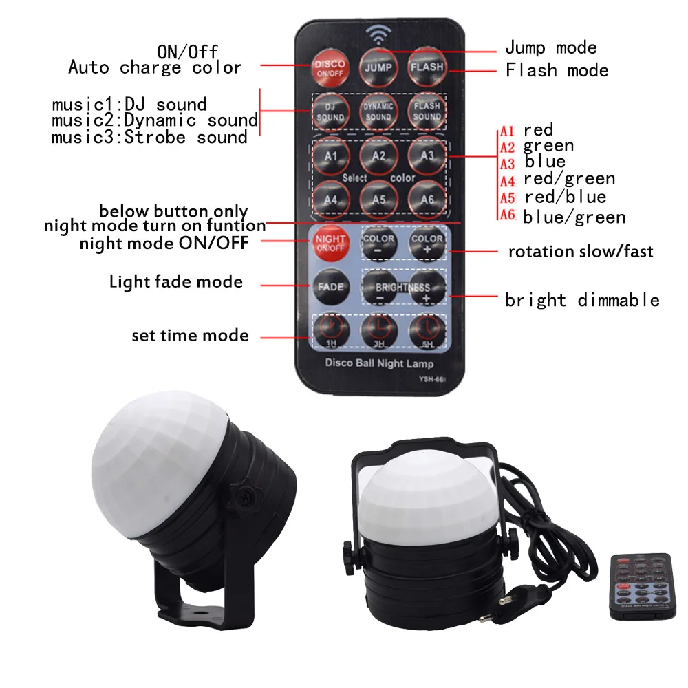 Вращающийся со звуковым звуком волшебный шар вечерние стробоскопы светильник 3