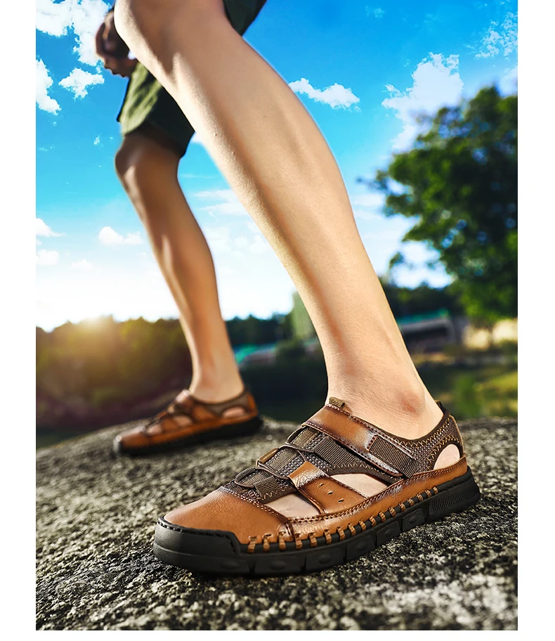 Brand New Fashion Summer Beach Breathable Men Sandals Genuine Leather Men's Sandal Man Causal Shoes Plus Size 38-46