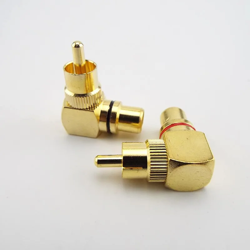 

2pcs Brass Gold Plated RCA Right Angle Male To Female Connector 90 Degree Plug Adapters L type F tO M Audio Connectors