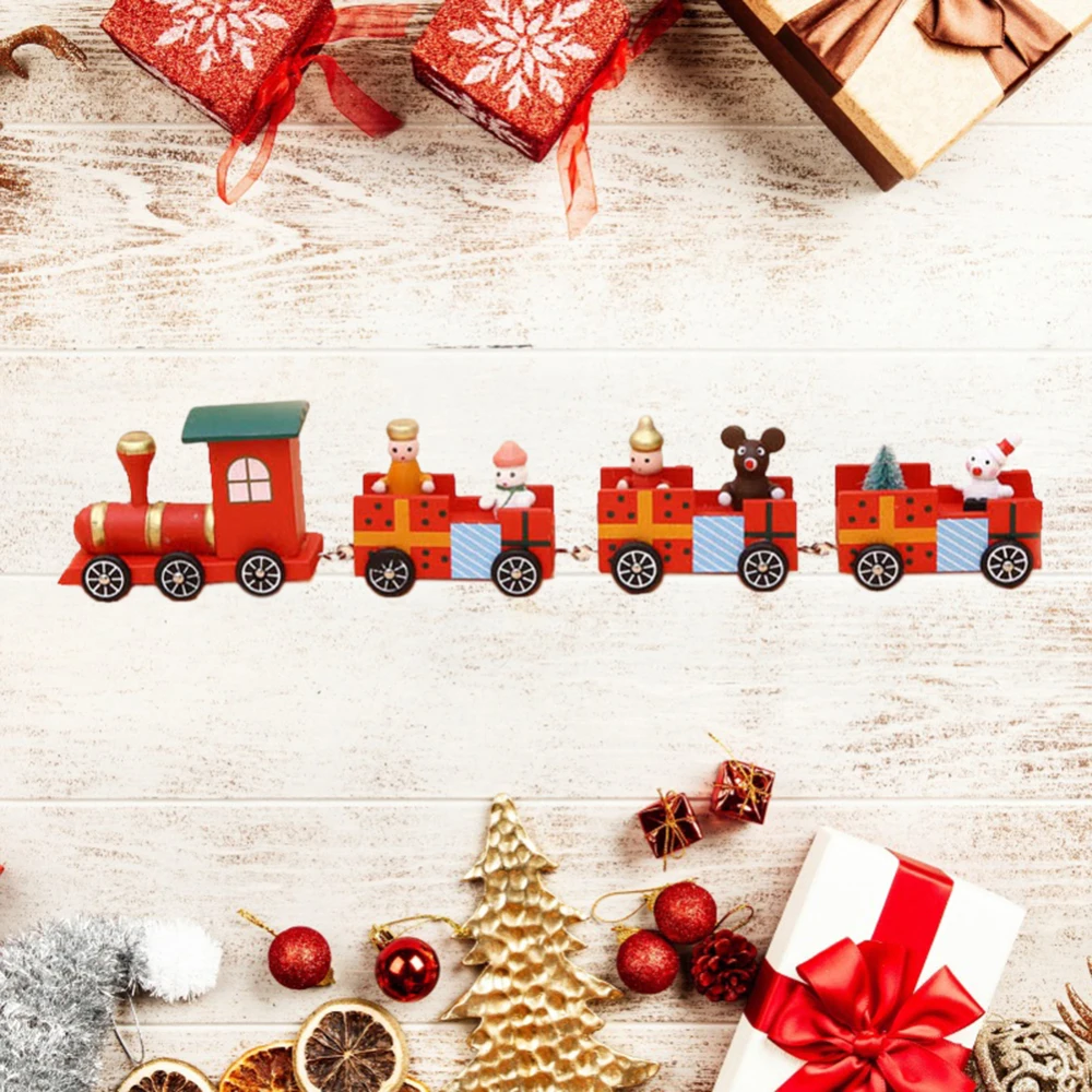 New Wood Train Christmas Decoration For Children Birthday Year Gift Home Festival Decor Supplies | Дом и сад