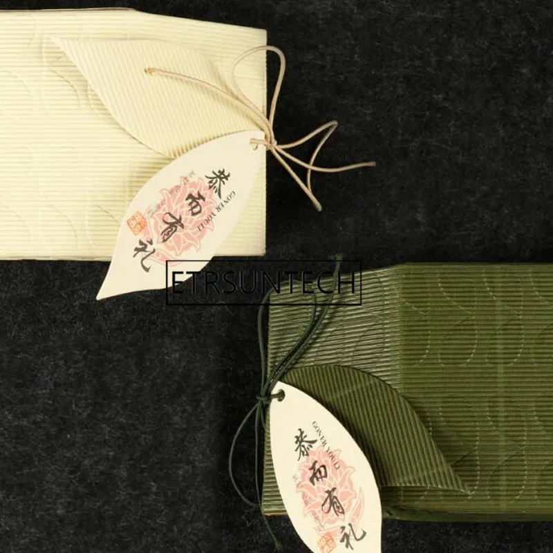 Упаковочная коробка для чая 100 шт. зеленая/бежевая Гофрированная подарочная