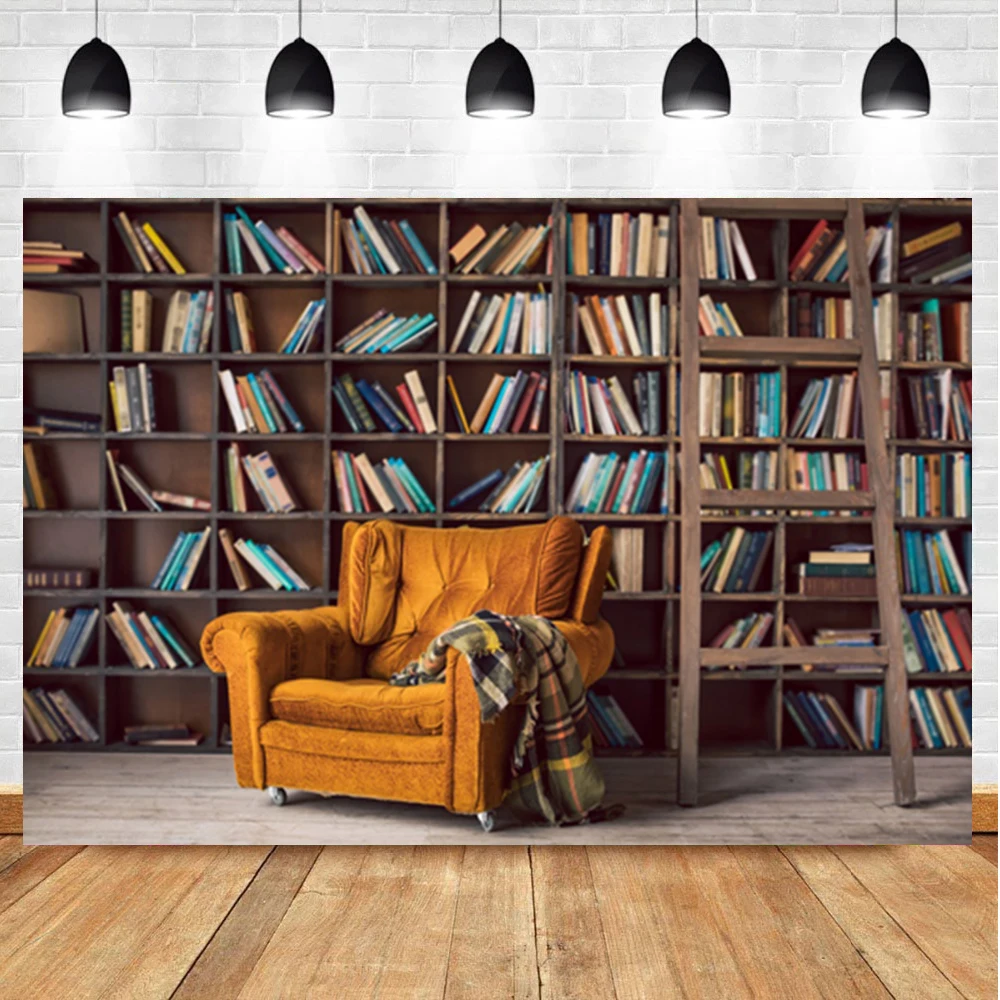 

Laeacco Wooden Shelf For Books Background Sofa Ladder Baby Show Portrait Room Cover Decor Photographic Backdrop For Photo Studi