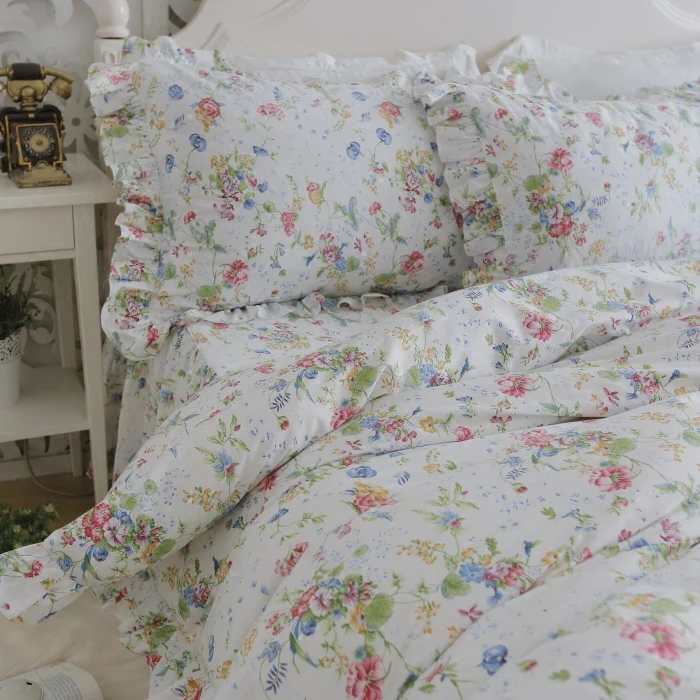 Хлопковый комплект постельного белья твил цветочный принт Одноместный лист