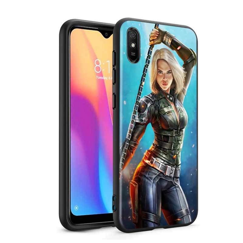 

Black Widow Marvel cool for Xiaomi Redmi 10X Pro 9C 9A 9T 9 GO K40 K30 Ultra K20 8 7 S2 6 5 4X Pro Soft Black Phone Case