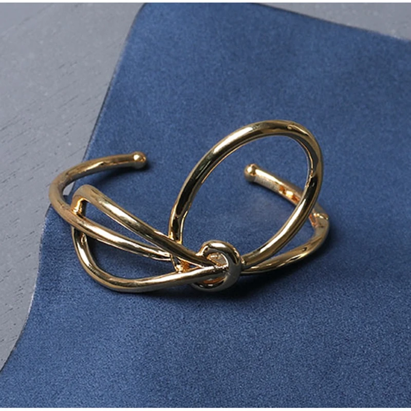 Модные желтые золотые манжеты YN с бантом браслеты полыми крестиками королевский