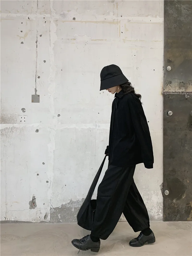 

2020 Spring and Autumn New Youth Popular Pure Color Niche Closure Loose Straight Pants Fashion Casual Pants Black S-M