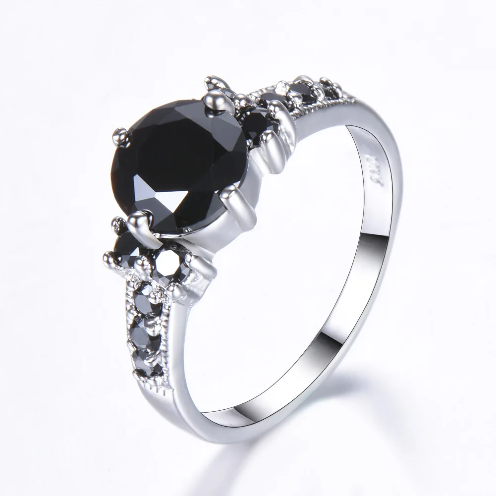 

Ring accessories round white zircon ring inlaid glass temperament ladies ring