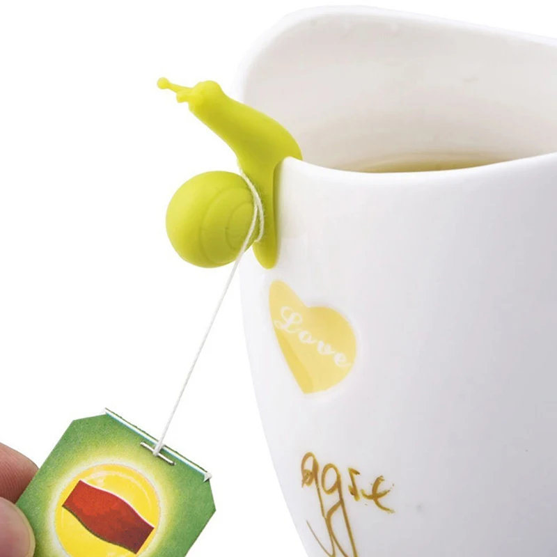 6 Pcs Cute Candy Colors Exquisite Snail Shape Silicone Tea Bag Holder Tools | Дом и сад