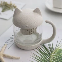 strainer 250 ml tea cup cute cat glass bottle beautiful tea cup fish shaped filter beverage utensils fashion personality kedicat