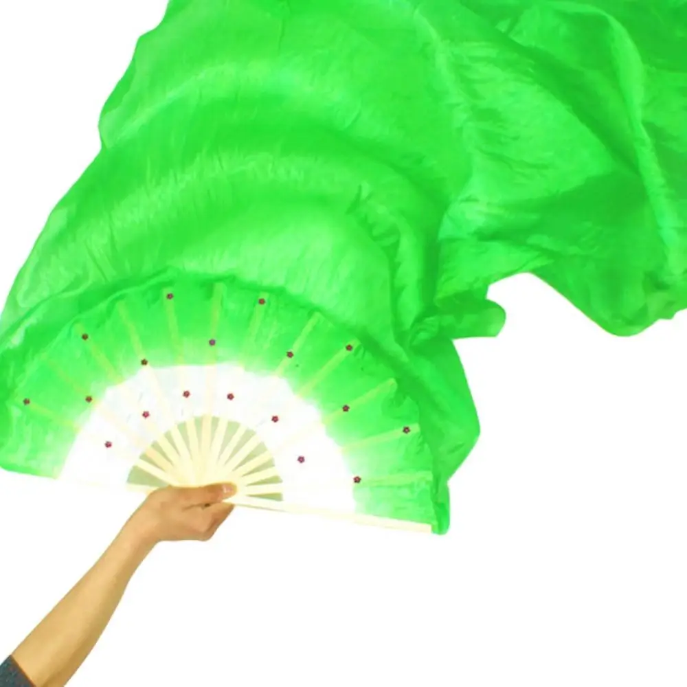 1.5m Dance Silk Sequins Fans 1 Pair Handmade Dyed Bamboo Imitation Kung Fu Tai Chi Fan Stage Performance Props hot | Дом и сад