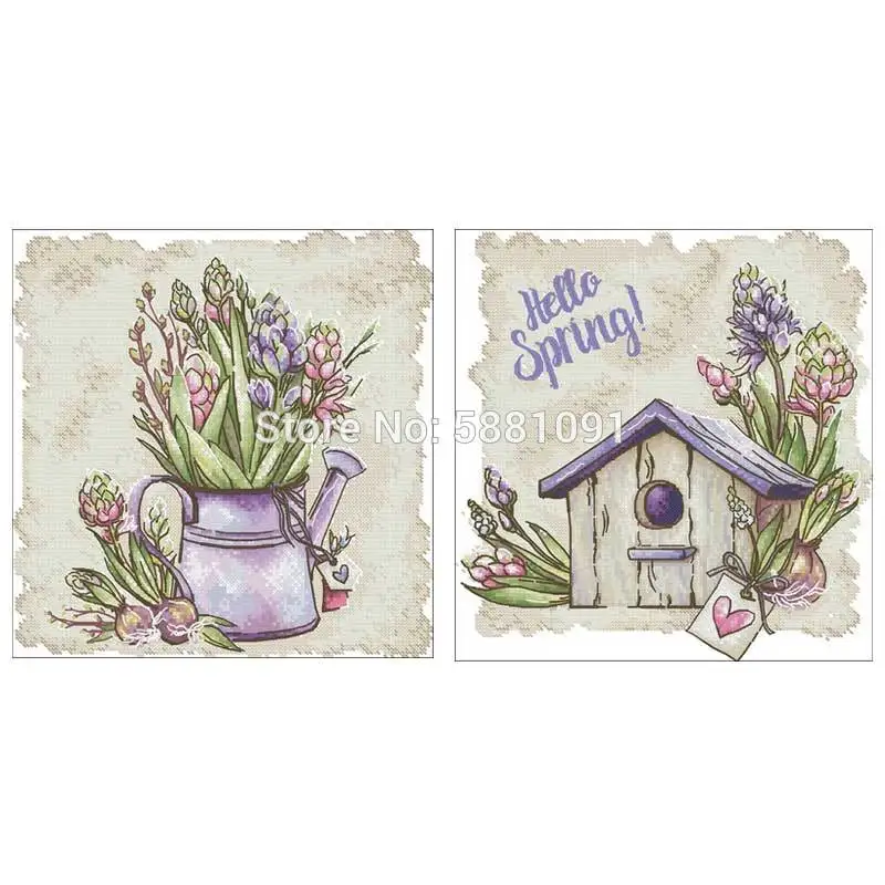 

Spring flowers patterns Counted Cross Stitch 11CT 14CT 18CT DIY Cross Stitch Kits Embroidery Needlework Sets home decor