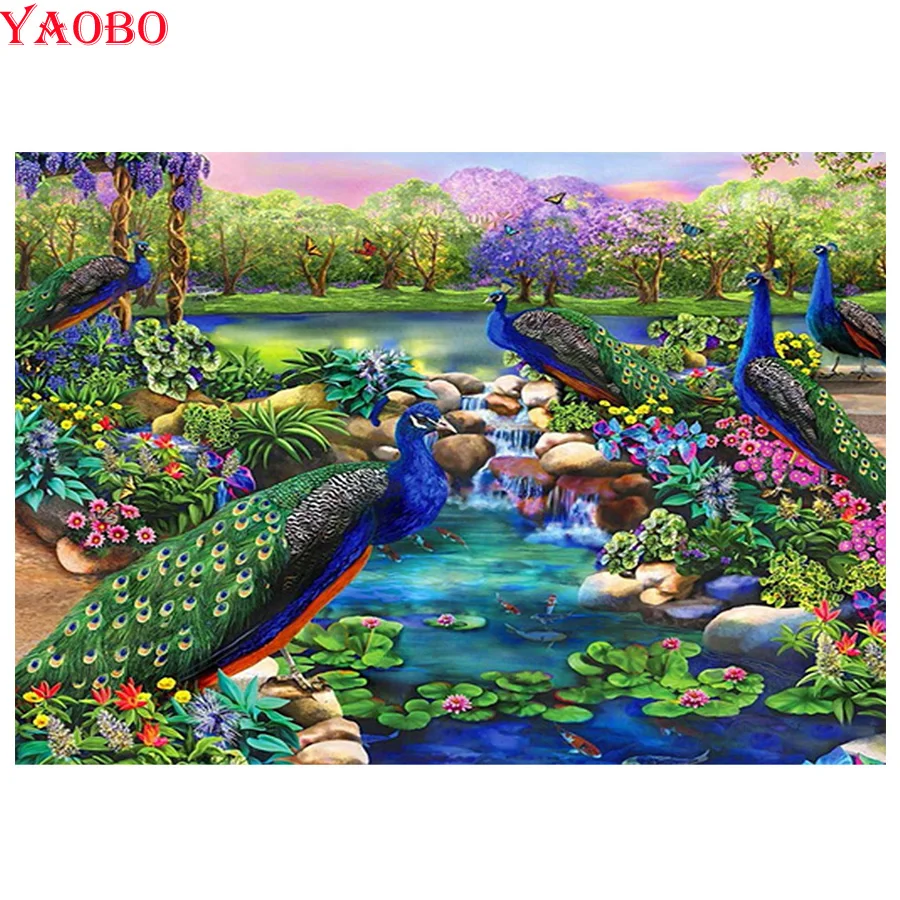 Полная квадратная мозаика алмазная живопись изысканная вышивка павлином