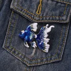 Модные женские и мужские ювелирные изделия, броши с эмалью в виде синей рыбы, бриллиантовые броши в стиле панк, подарок для детей, друзей