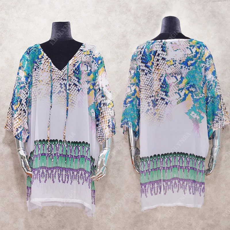 Пляжное платье 2021 Туника сексуальные женские летние платья с вышивкой О образным