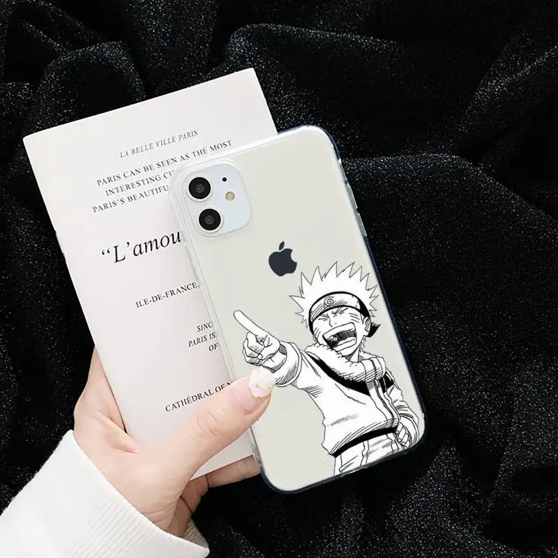 

Anime Naruto Sasuke cute funny Phone Case Transparent for iPhone 6 7 8 11 12 s mini pro X XS XR MAX Plus cover funda shell