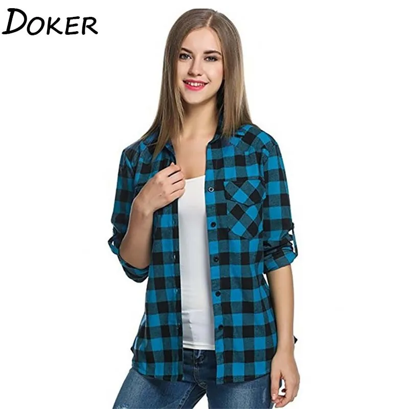Осень зима 2020 клетчатая рубашка тонкое пальто для женщин отложной воротник