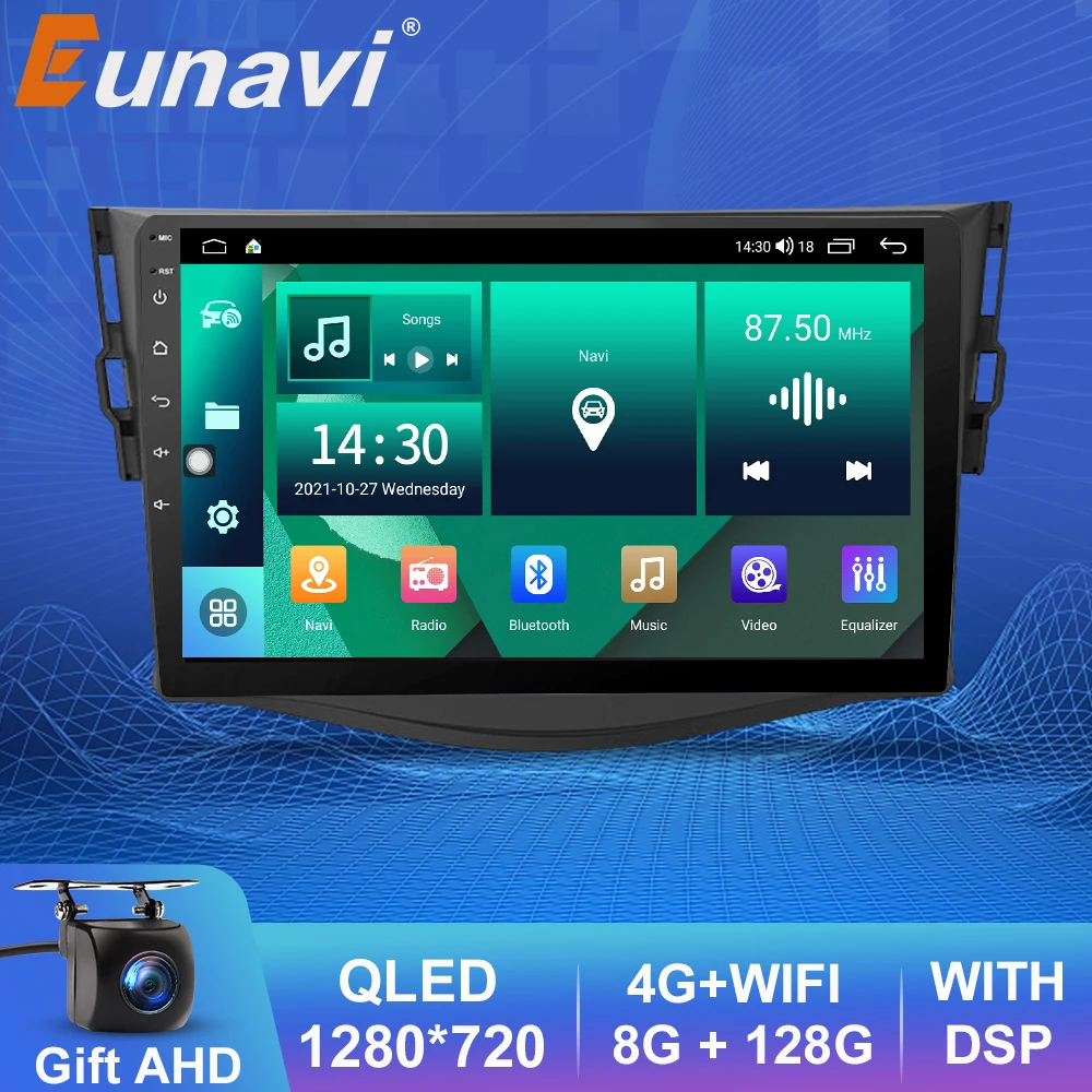 Автомагнитола Eunavi 8 ядер 2 Din Android 10 для Toyota RAV4 Rav 4 2005-2013 мультимедийный видеоплеер