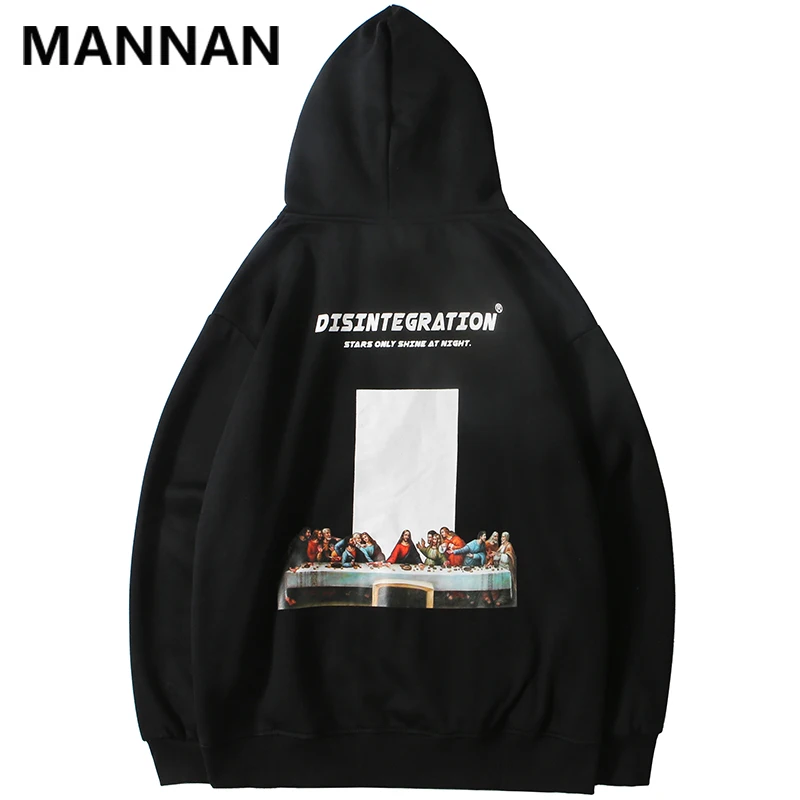 MANNAN The Последний Ужин рисунок печати флисовые толстовки хип хоп повседневные толстовки с капюшоном уличная мода пуловер Джемпер Топы