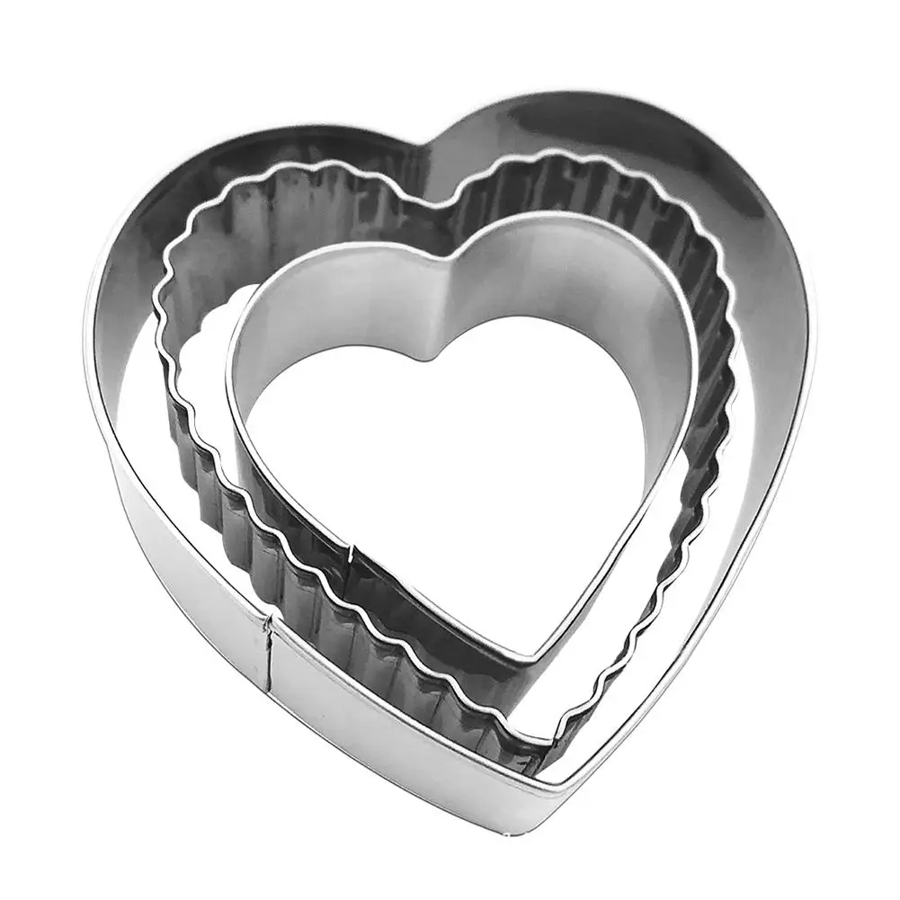 3 шт./компл. сердце Форма печенья прессформы Нержавеющая сталь резак для резки