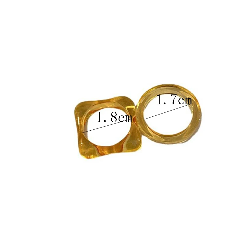 

Ins Aesthetic Colorful Transparent Resin Acrylic Korean Geometric Irregular Square Rings for Women Trendy Jewelry Vintage Rings