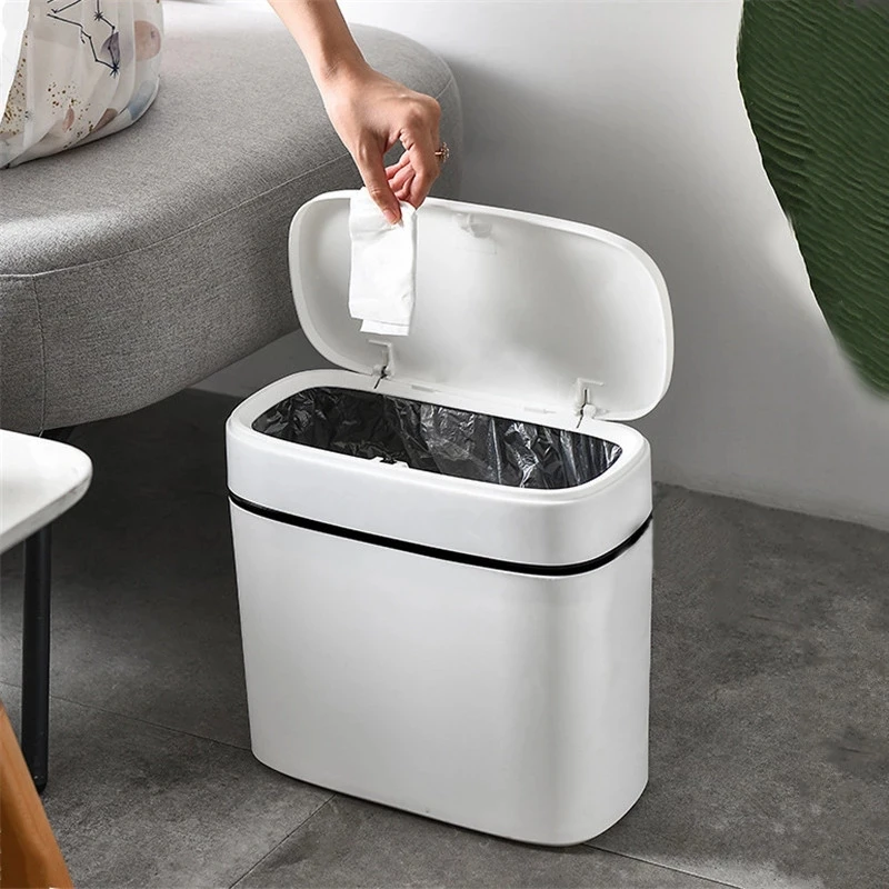 

12L Household Push-type Trash Can Bathroom Kitchen Waste Bins with Lid Garbage Bin for Toilet Waterproof Toilet Paper Storage