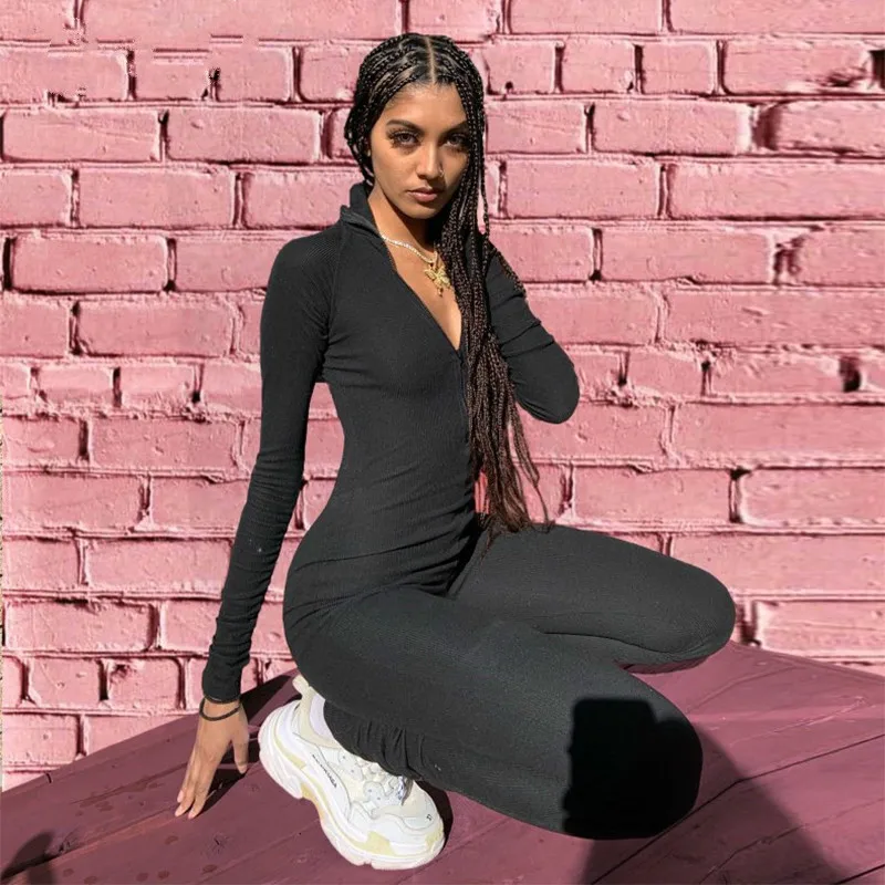 Женский спортивный комбинезон на молнии спереди с длинным рукавом| |