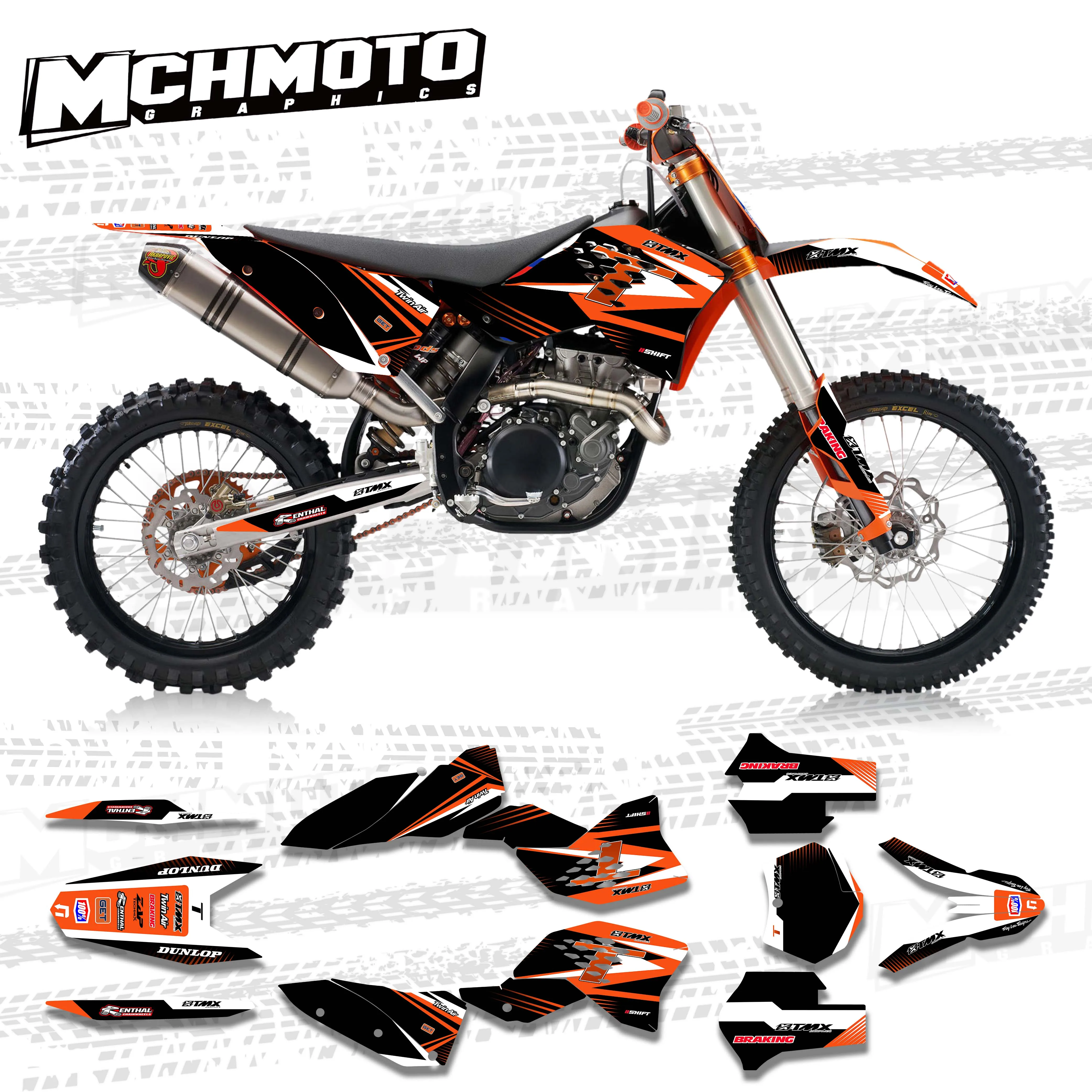 MCHMFG For KTM EXC SXF 125 250 300 450 530 2008 2009 2010 2011 Full Graphics Decals Stickers Motorcycle Background