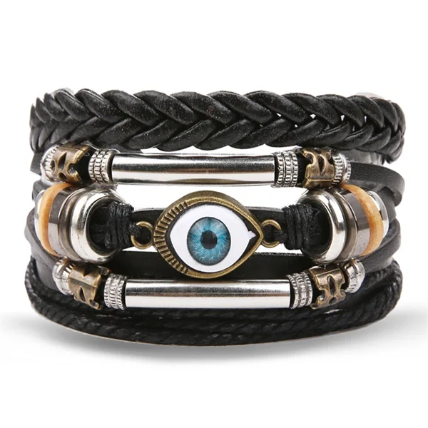 IFMIA богемные деревянные плетеные браслеты ручной работы, браслеты Pulsera для мужчин, винтажный многослойный синий кожаный браслет с бусинами, браслеты - Окраска металла: IF11000210